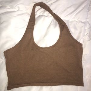 Brown Crop Halter Top